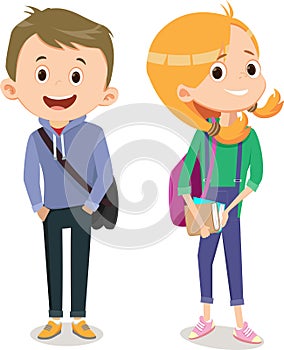 Illustration of a teenager going to school. back to school concept