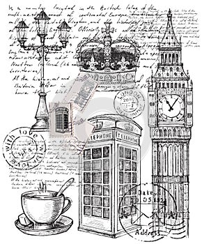 Illustration of telephone great britain