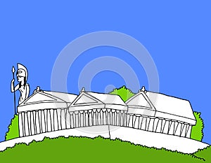 Illustration of the temple complex on top of the Greek Acropolis