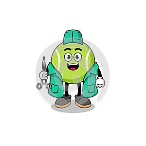 Illustration of tennis ball mascot as a surgeon