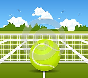 Illustration of Tennis ball and net