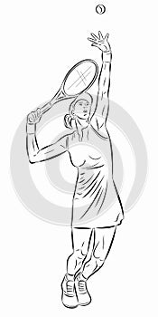 illustration of a tennis player, vector drawing