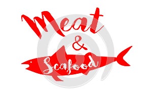 Illustration text for logo . Shark shape branding sign . Fish fin logotype template on white background.