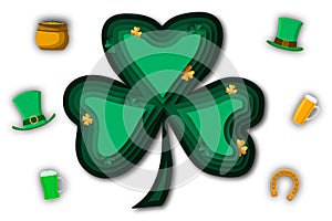 Illustration on theme beautiful shape banner in style paper cut for celebrate holiday patricks day