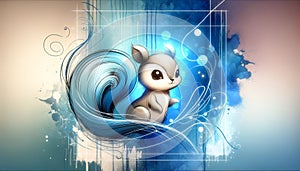 An illustration on the theme, a cute squirrel