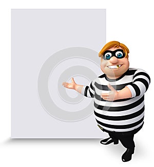 Illustration of Thief with white board