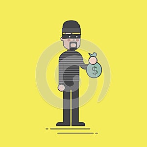 Illustration of a thieve robbing a bank photo