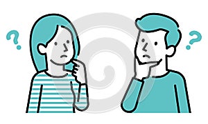 Illustration of thinking men and women