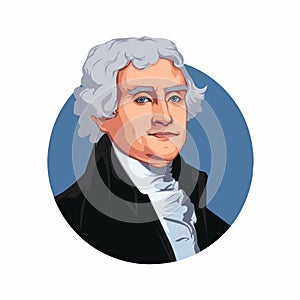 Illustration of Thomas Jefferson, President United States of America. Vector Isolated