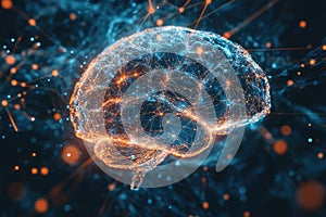 Illustration of the thought processes in the brain. Artificial intelligence and neural network concept