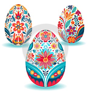 Illustration of three a decorated Easter egg