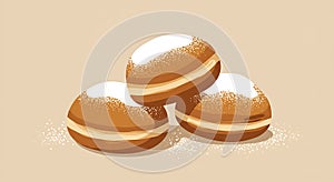 Powdered Sugar Donuts Illustration