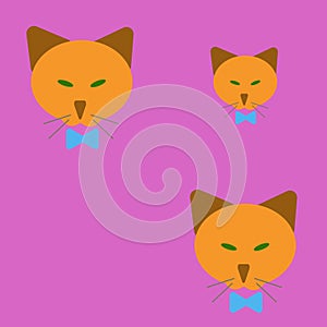 Illustration of three ginger cats on a pink background.