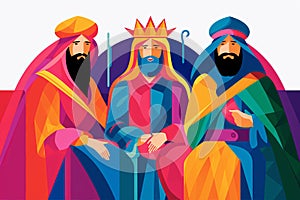 Illustration of the three kings or wise men from the Christmas Nativity