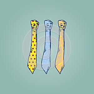 Illustration of three neckties isolated