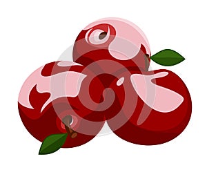 Illustration of three red apples.