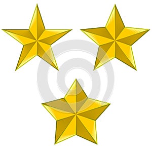 Illustration of three types of 5-pointed stars photo