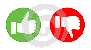 Illustration of thumbs up and down icons on a white background