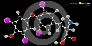 Illustration of Thyroxine Molecule isolated black background