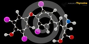 Illustration of Thyroxine Molecule isolated black background photo