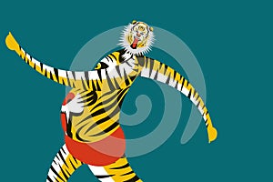 Tiger dance artist dancing during the festival of Onam in Kerala, Indi photo