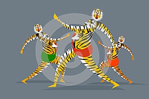 Tiger dance artists dancing during the festival of Onam in Kerala, Indi photo