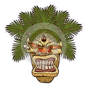 Illustration of a tiki totem.tiki cartoon.