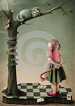 Illustration to the fairy tale Alice in Wonderland photo