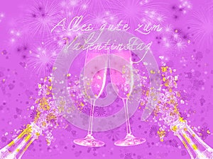 illustration of a toast with champagne glasses on Valentine\'s Day