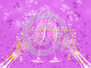 illustration of a toast with champagne glasses on Valentine\'s Day