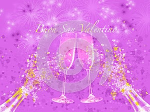 illustration of a toast with champagne glasses on Valentine\'s Day