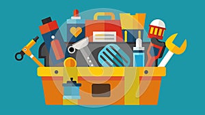 An illustration of a toolbox bursting with tools and equipment representing the practical skills gained at trade school