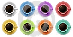 Topview of the cups with coffee