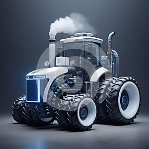 Illustration of a tractor powered by a hydrogen cell.
