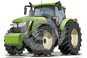 An illustration of a tractor on white background. Generative AI