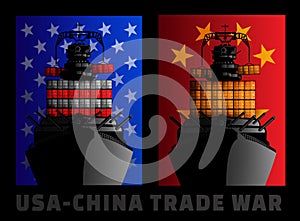 Illustration for trade war between United States and China.