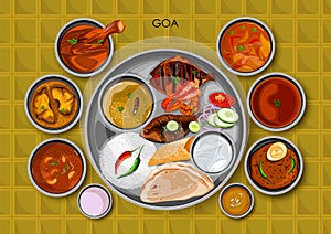Traditional Goan cuisine and food meal thali of Goa India photo