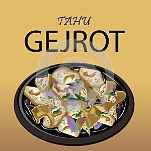 Illustration of Traditional Indonesian Snack Named Tahu Gejrot