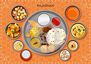 Traditional Rajasthani cuisine and food meal thali photo