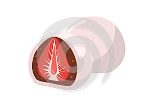 Illustration of traditional sweet Japanese food, Ichigo Daifuku vector