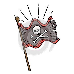 traditional tattoo style waving pirate flag