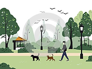 Illustration of Tranquil Park Stroll for Relaxation