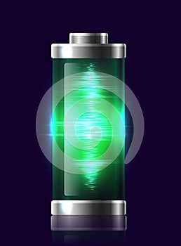 Illustration transparent charged batteries with electric charge