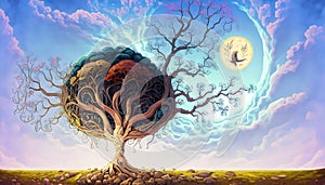 Illustration of the tree of life. Root of the tree