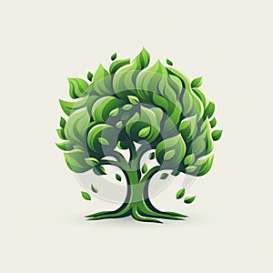 Illustration Tree on white background. Collection of design elements. Generative Ai