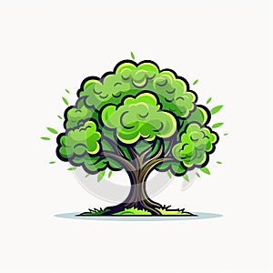Illustration Tree on white background. Collection of design elements. Generative Ai