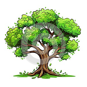 Illustration Tree on white background. Collection of design elements. Generative Ai