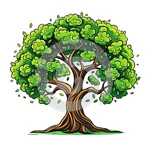 Illustration Tree on white background. Collection of design elements. Generative Ai