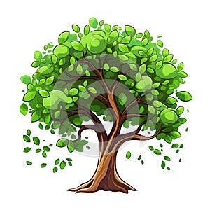 Illustration Tree on white background. Collection of design elements. Generative Ai