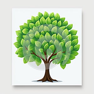 Illustration Tree on white background. Collection of design elements. Generative Ai